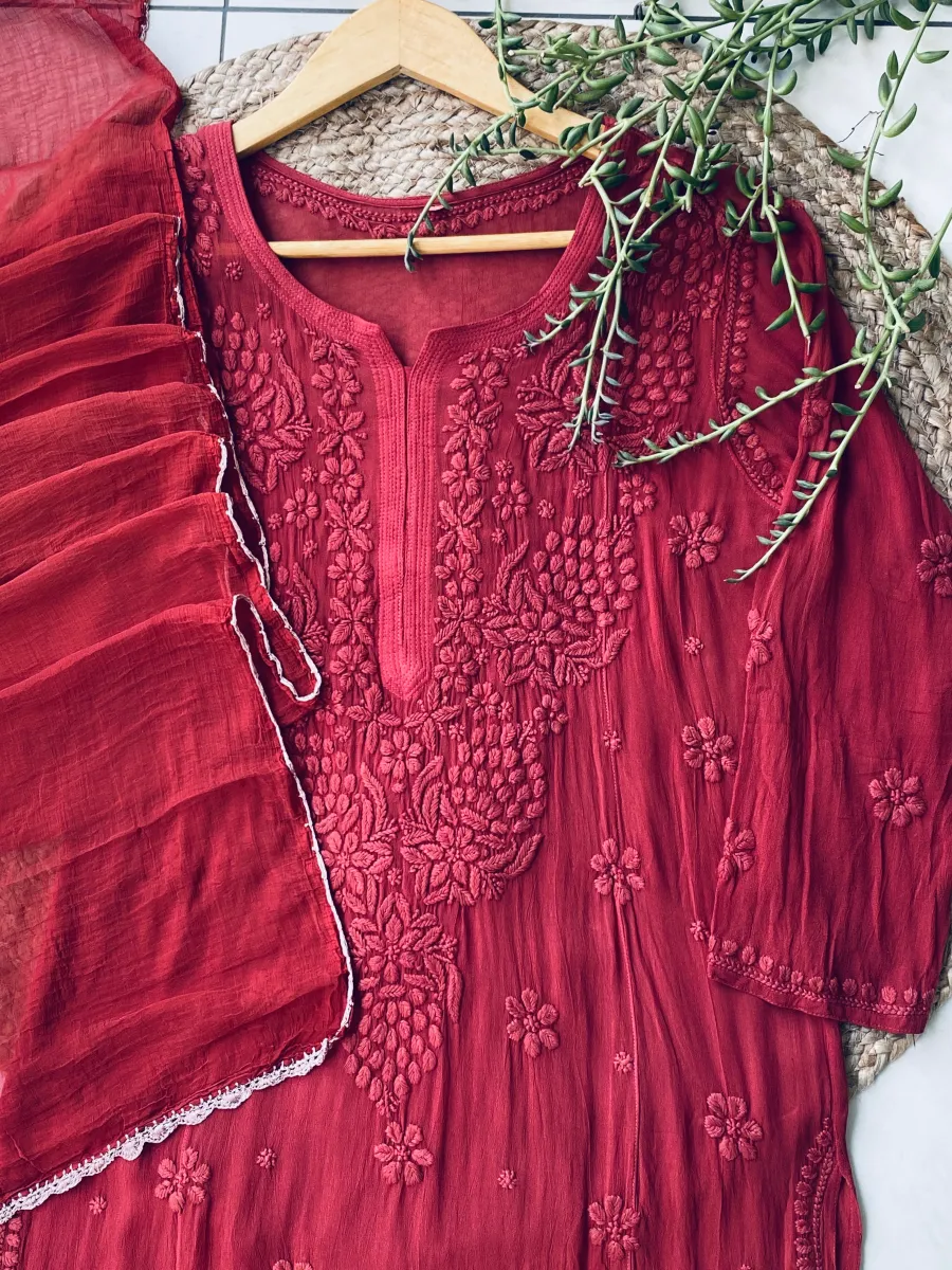 Viscose Chikankari Kurta and Dupatta