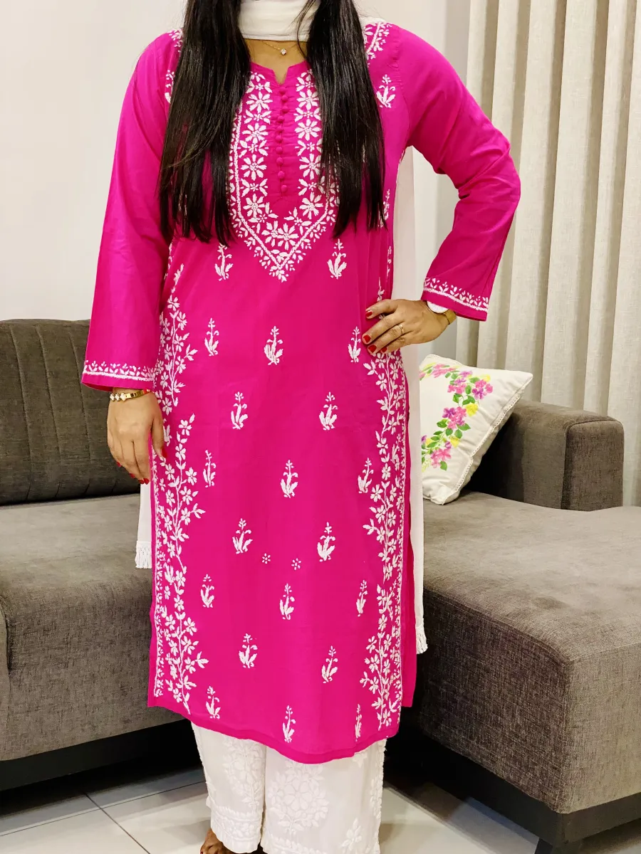 Cotton Chikankari Long Kurta