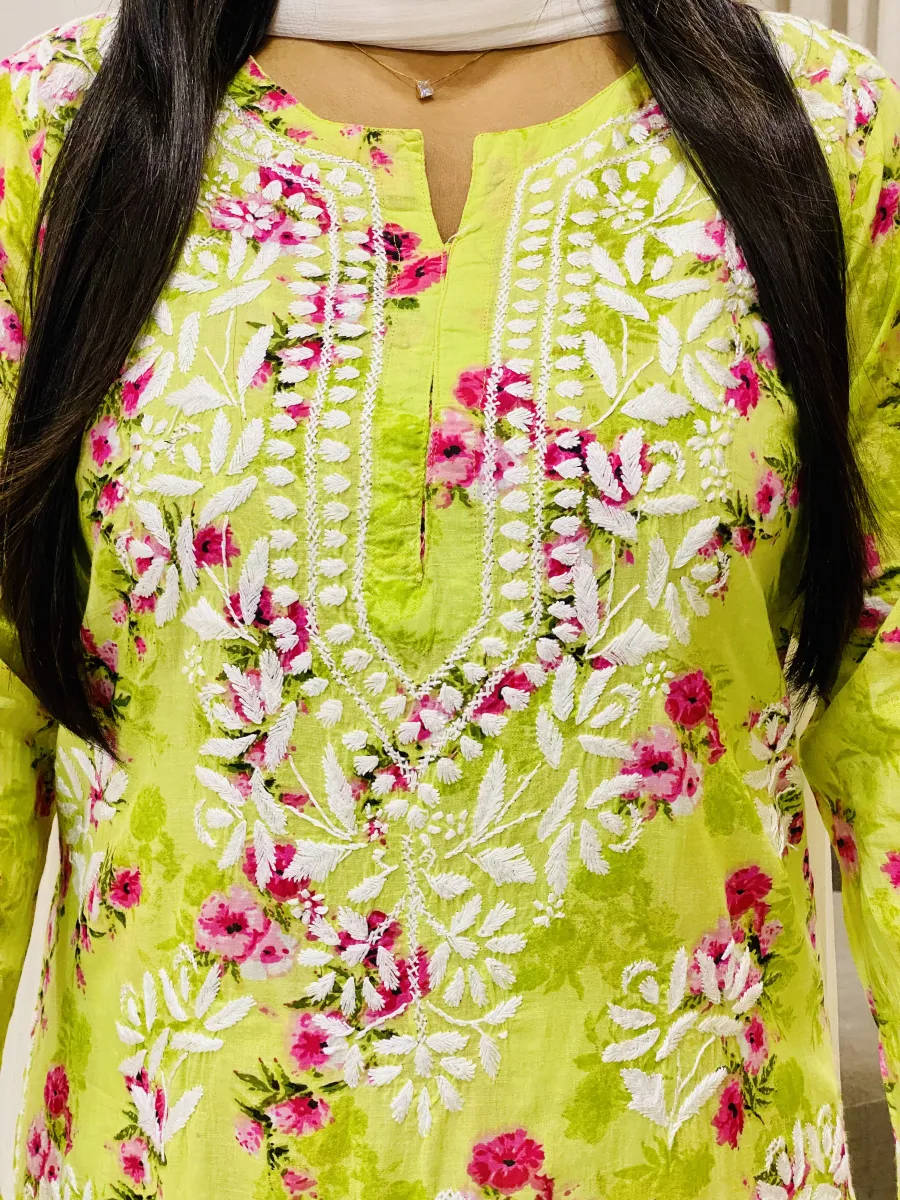 Mulmul Soft Chikankari Kurta Palazzo Set