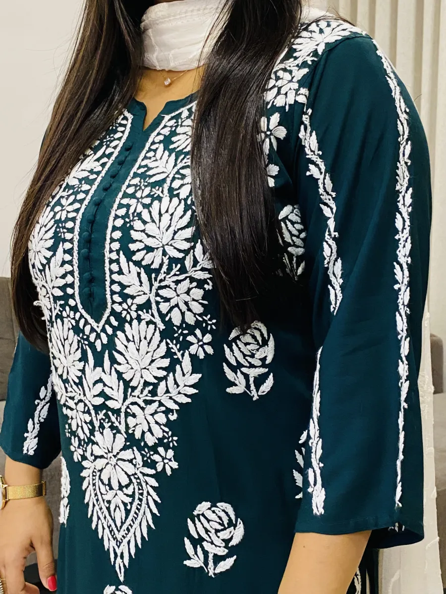 Premium modal chikankari long kurti