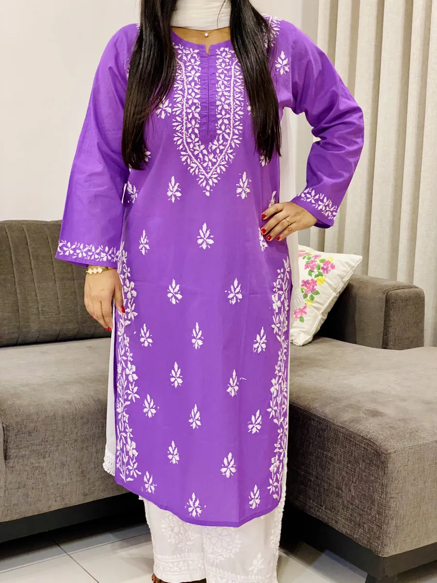 Cotton Chikankari Long Kurta