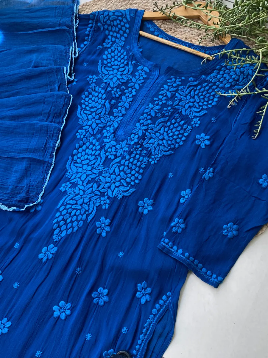 Viscose Chikankari Kurta and Dupatta