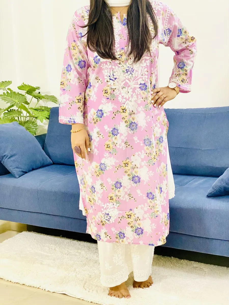 Floral Long Mulmul Kurti