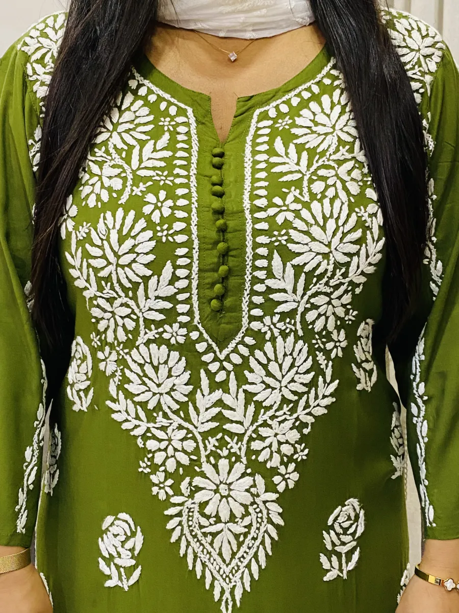 Premium modal chikankari long kurti