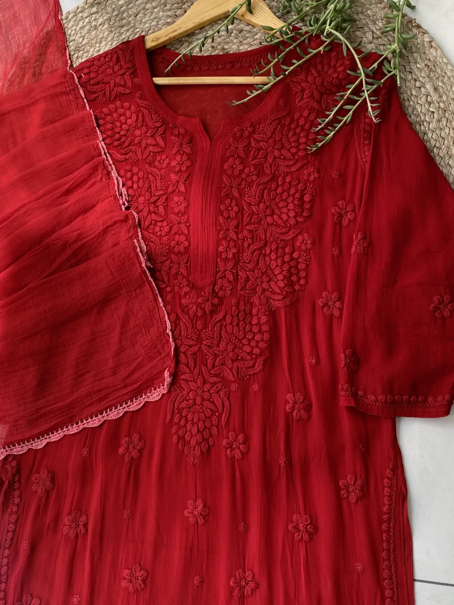 Viscose Chikankari Kurta and Dupatta