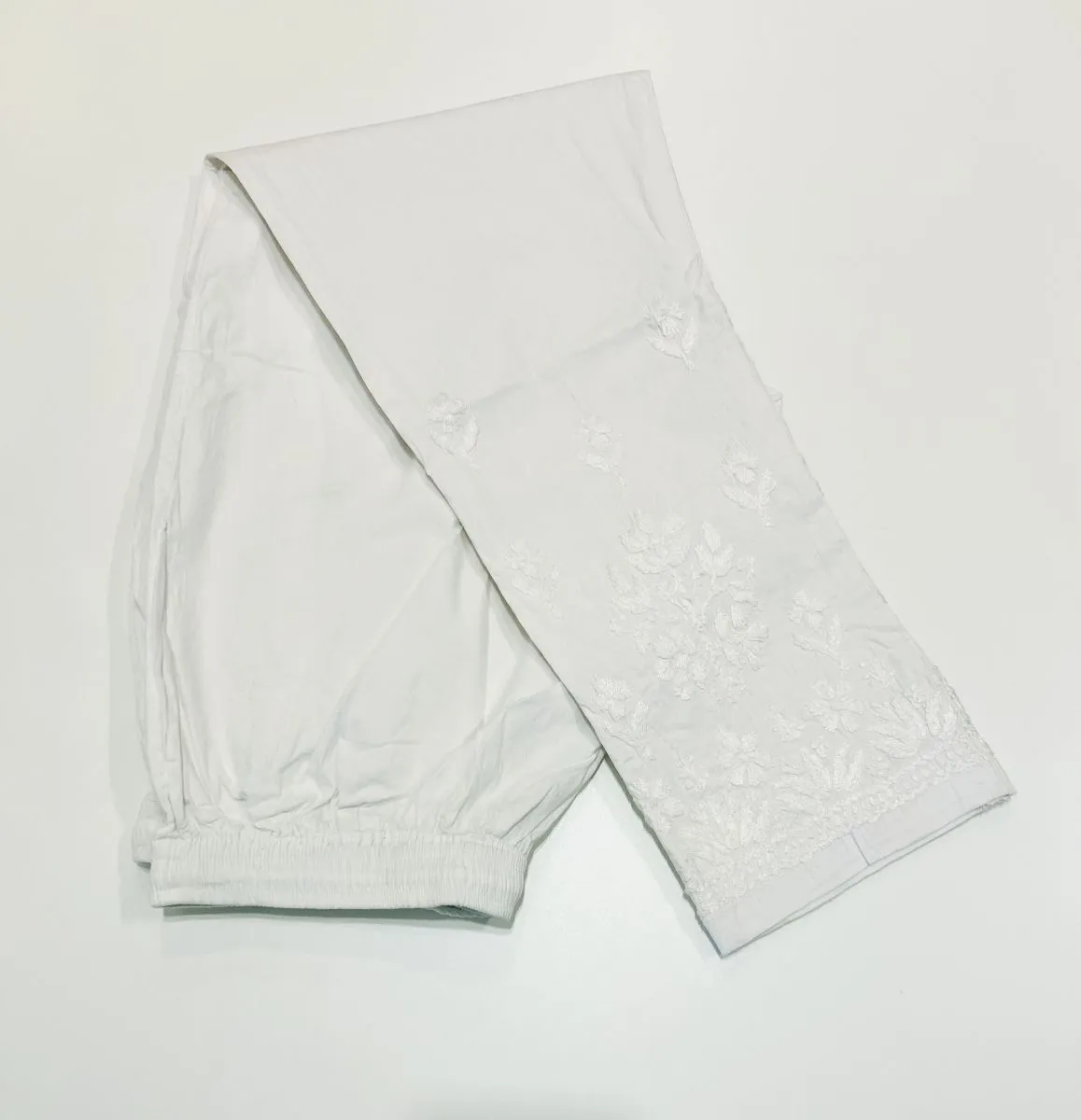 White Ghaspatti Lycra Cotton Pant