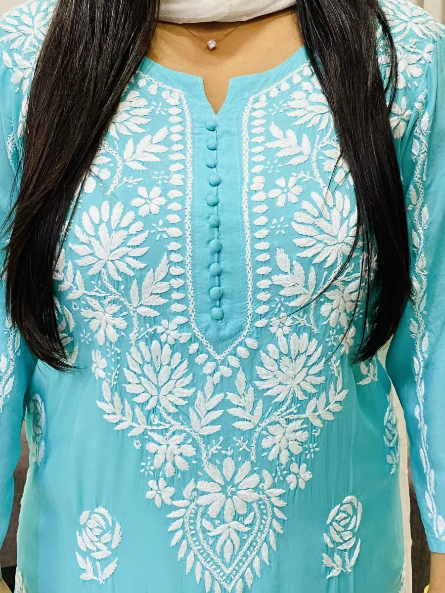 Premium modal chikankari long kurti