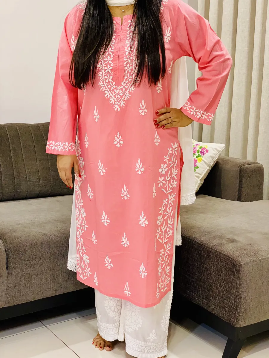 Cotton Chikankari Long Kurta