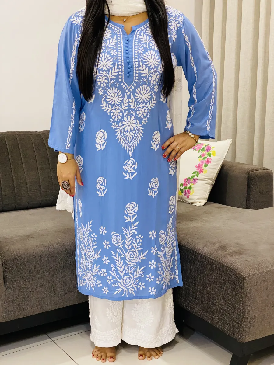 Premium modal chikankari long kurti