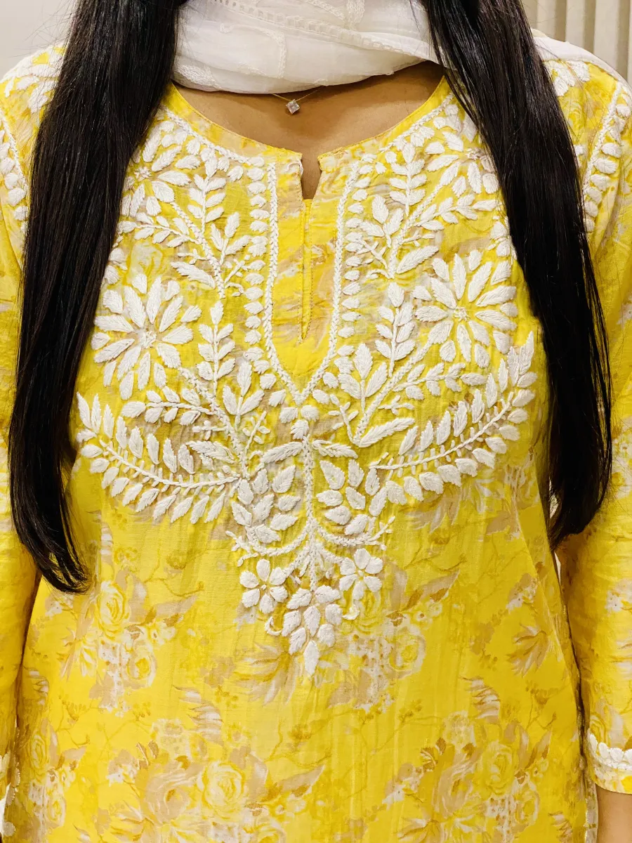 3D Mulmul chikankari women's co-ord set