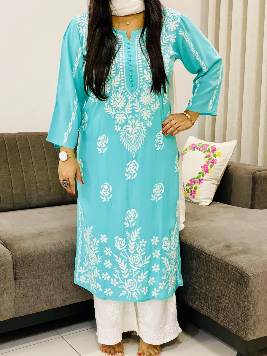 Premium modal chikankari long kurti