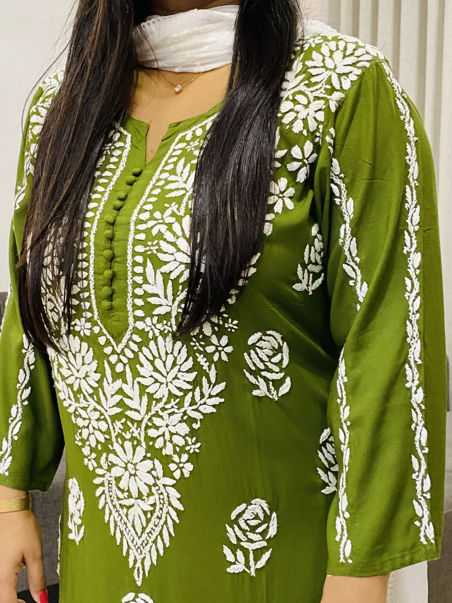 Premium modal chikankari long kurti