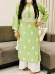 Pista Nora Premium modal chikankari kurti