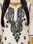 Mulmul Cotton Chikankari Solid Women's Long Kurta  - White