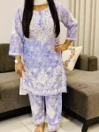 Lavender Vaani 3D Mulmul chikankari women's co-ord set