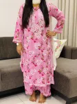 Mulmul Soft Chikankari Kurta Palazzo Set  - Pink