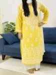 Yellow Daman Jaal Premium Modal Cotton Kurti