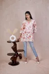 Mulmul Printed Short kurti  - Orange