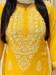 Premium Modal Chikankari Kurti  - Yellow