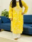 Yellow Dollar Floral Cotton Kurti