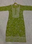 Green Urza Mulmul Printed kurti