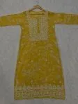 Yellow Urza Mulmul Printed kurti