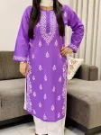 Lavender Aanvi Cotton Chikankari Long Kurta