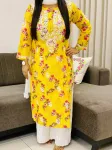 Yellow Dvita Mulmul Soft Chikankari Kurti