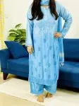 Powder Blue Maven Chanderi 3 piece suit