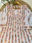 Resham Chikankari Hand Embroidered Women's Anarkali Kurta  - White