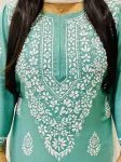 Premium Modal Chikankari Kurti  - Army Green