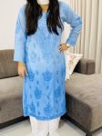 Powder Blue Butta Jaal Heavy Silk Kurti