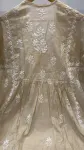 Mul-Chanderi Chikankari Hand Embroidered Women's Anarkali Kurta Set  - Beige
