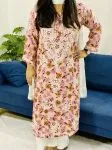 Onion Pink Heena Floral Rayon kurti