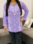 Lavender Ayat Chikankari Handwork Modal Short Top