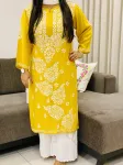 Yellow Esha Premium Modal Chikankari Kurti