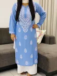 Powder Blue Niya Premium Modal Chikankari Kurti