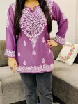 Mauve Ayat Chikankari Handwork Modal Short Top