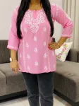 Pink Isha Chikankari Short Top