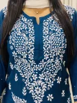 Teal Blue Esha Premium Modal Chikankari Kurti