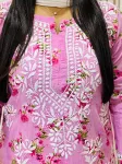 Mulmul Soft Chikankari Kurta Palazzo Set  - Pink