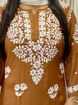 5D Premium Modal Chikankari Kurti  - Brown