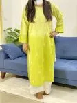 Lime Pintex Cotton Kurti