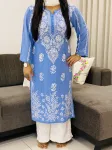 Powder Blue Naaz Premium modal chikankari long kurti