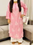 Pink Rida Premium Long Chikankari Kurti