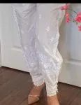 Chikankari Hand Embroidered Pant  - White