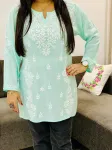 Mint Ayat Chikankari Handwork Modal Short Top