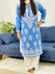 Powder Blue Alba Premium Modal Cotton Kurti