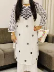 Mulmul Cotton Chikankari Solid Women's Long Kurta  - White