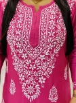 Premium Modal Chikankari Kurti  - Dark Pink